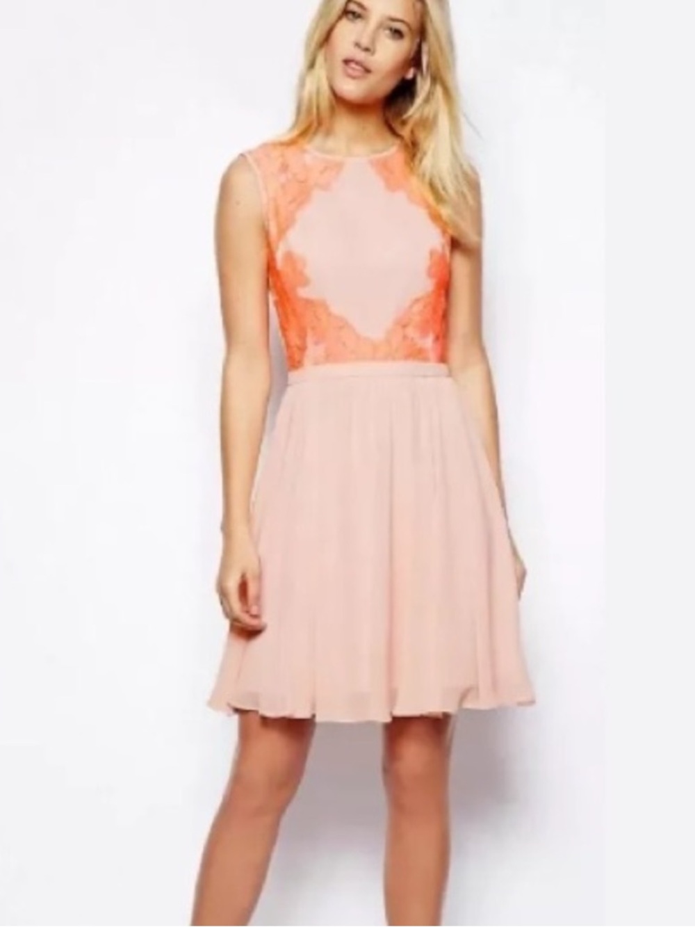 Ted Baker Vember Pink Lace Detail Pleated Silk Mini Dress 2 | US 6